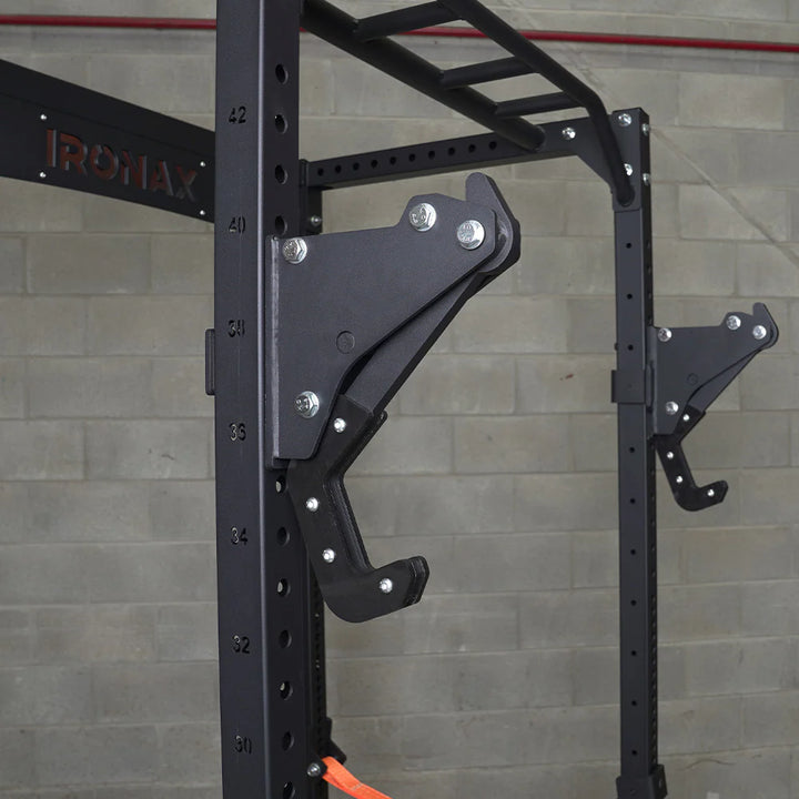 mono-lift attachment for power rack shown mounted on rack