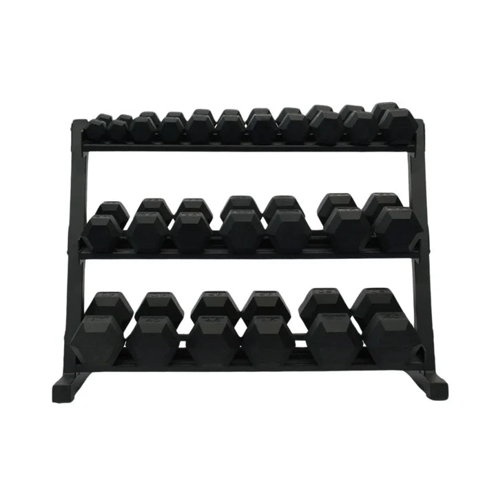 Gronk Fitness 5-50 lb Rubber Hex Dumbbell Set with 3-Tier Rack Gronk Fitness Products Dumbbells Gronk_Fitness_DB_Rack-_8_12lb_Kit_1080x_720x_937bab08-c35b-4bdb-8130-094249ee7f53