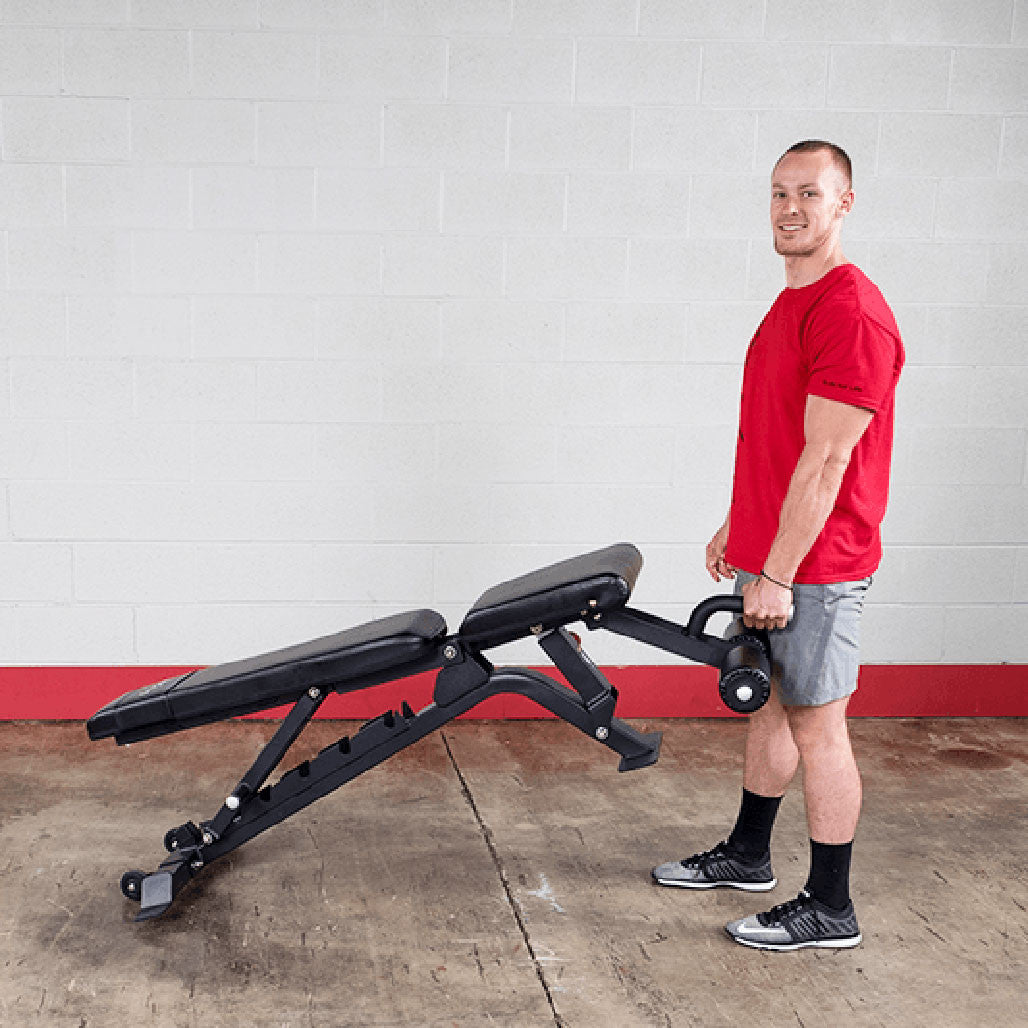 Body Solid SFID425 Flat Incline Decline Bench Body Solid Bench; flat/incline/decline benches SFID425_MovingBench_DSF5335__65789.1735660612