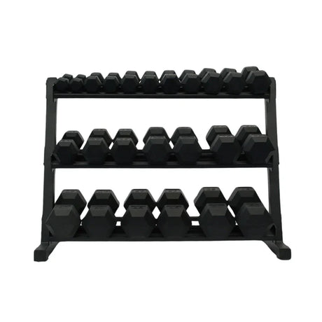 Gronk Fitness 5-50 lb Rubber Hex Dumbbell Set with 3-Tier Rack Gronk Fitness Products Dumbbells Gronk_Fitness_DB_Rack-_8_12lb_Kit_1080x_720x_937bab08-c35b-4bdb-8130-094249ee7f53