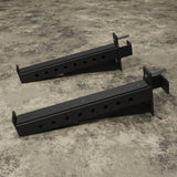 Two black spotter arm attachments for power rack