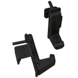 Two black j-hook attachments on a white background