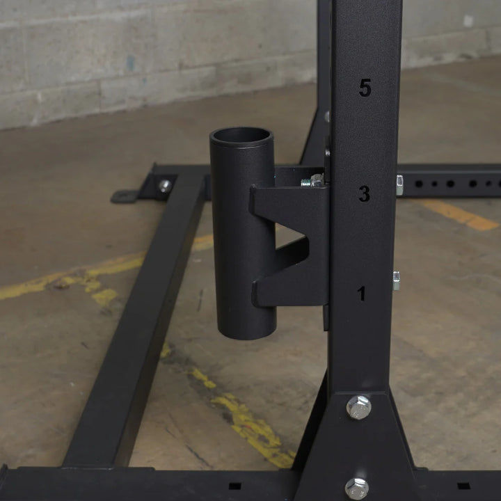 Olympic bar holder attachment for power rack mounted
